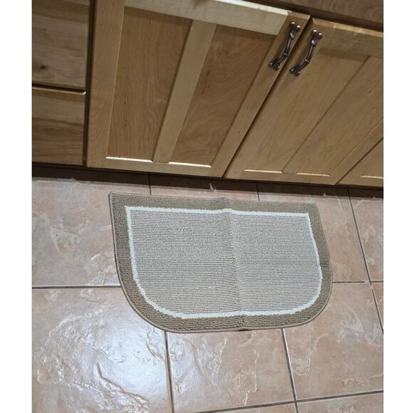 Non Slip Washable, Durable Dirt Resist Half Circle Rug Kitchen Mat 20 x 32 Beige - Picture 9 of 9